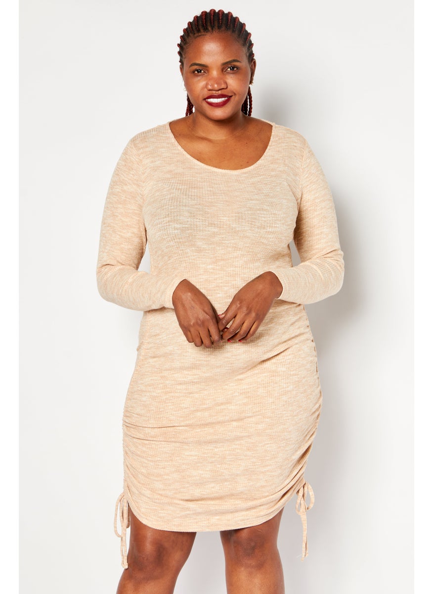 Women Plus Size Knitted Mini Dress, Beige Combo - pzsku/Z1BF6559A09FA0A28697BZ/45/_/1737642268/6da8cd3d-8c90-4e7d-99de-4af10b128b21