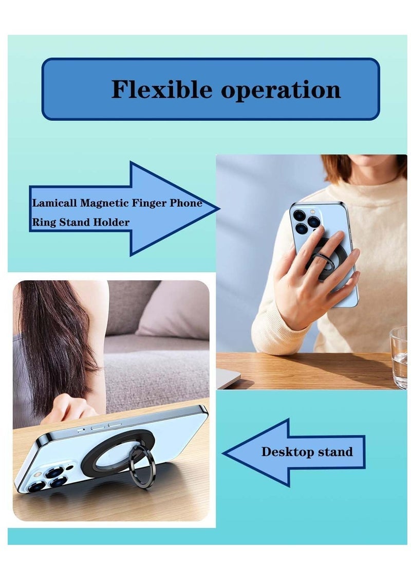 JAJEEK Magnetic Phone Ring Holder Magsafe HaloLock Stand for MagSafe, Adjustable Kickstand (black) - Image 5