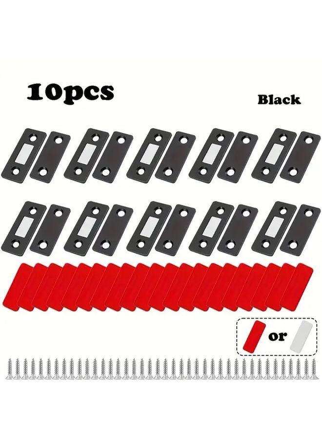 10pcs Black Heavy Duty Magnetic Door Closures Strong Hold No Drill Installation - Image 1