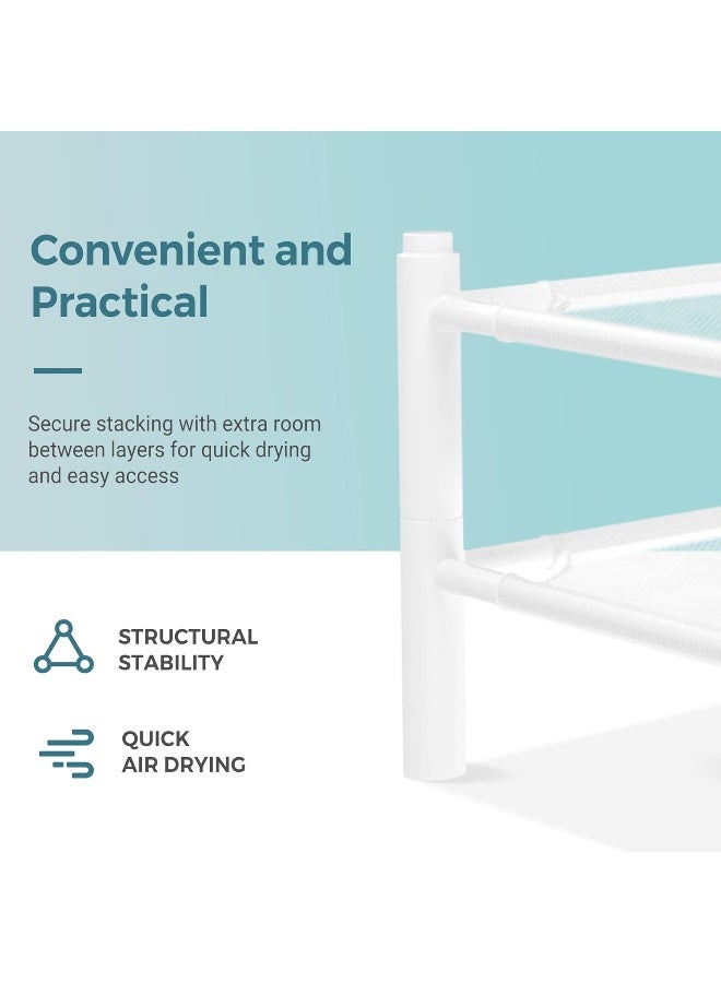 STORAGE MANIAC Sweater Drying Rack Mesh Clothes Drying Rack Stackable Laundry Drying Rack Lay Flat Dryer for Delicates Portable Dry Rack for Indoor or Outdoor White 2Pack - Image 3