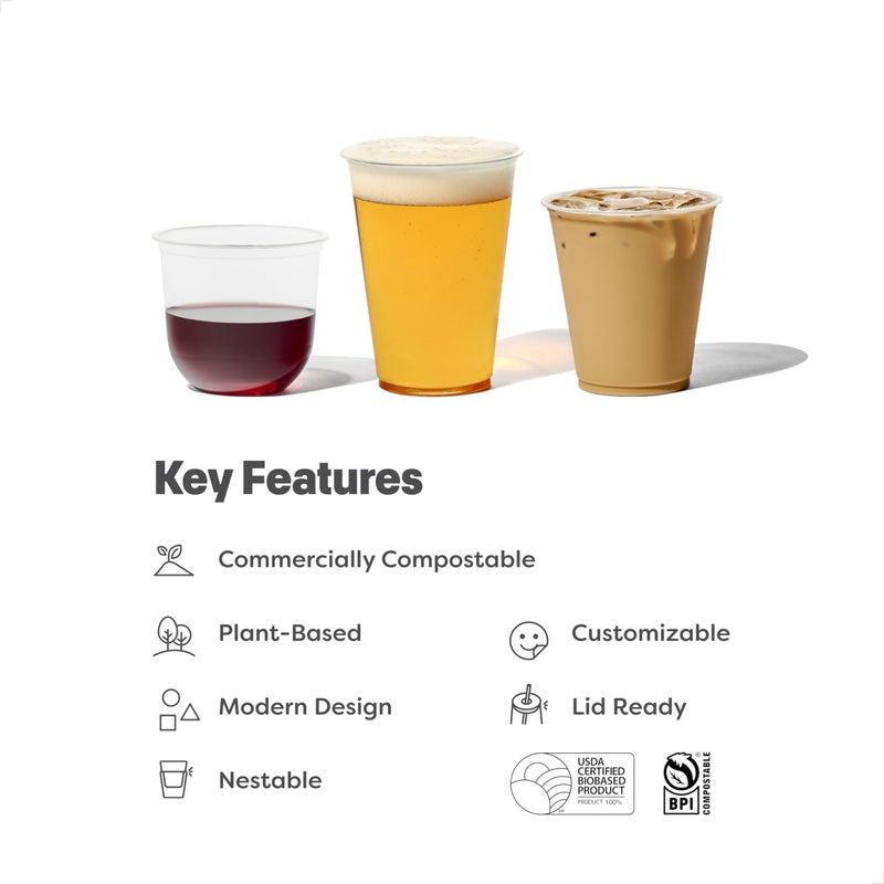 TOSSWARE NATURAL Arena - Plant Based Cups 12 oz Set of 50 - Plastic Alternative Cups for Parties  Bachelorettes  Weddings - Recyclable Clear Cold Cups - Image 4