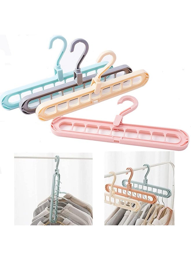 Magic multi-functional space-saving clothes organizer with a new hook design and 9 slots for wardrobe organization (4 pieces)