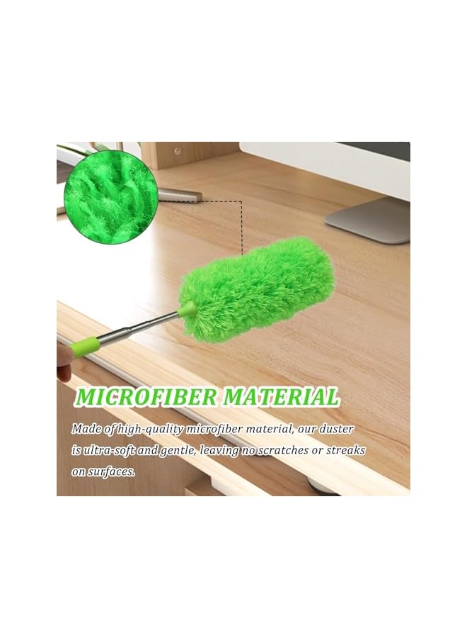 promass 4 Pack Microfiber Feather Duster, with Extendable Pole and Bendable Head, Washable Bendable Cleaning Tool for Office Car Window Furniture, 4 Colors - Image 3