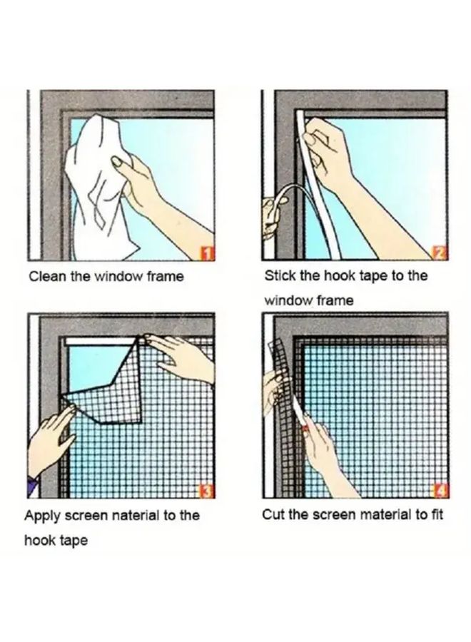 White Self Adhesive Mosquito Net Kit with Hook and Loop Fastener for Window Insect Protection - Image 5