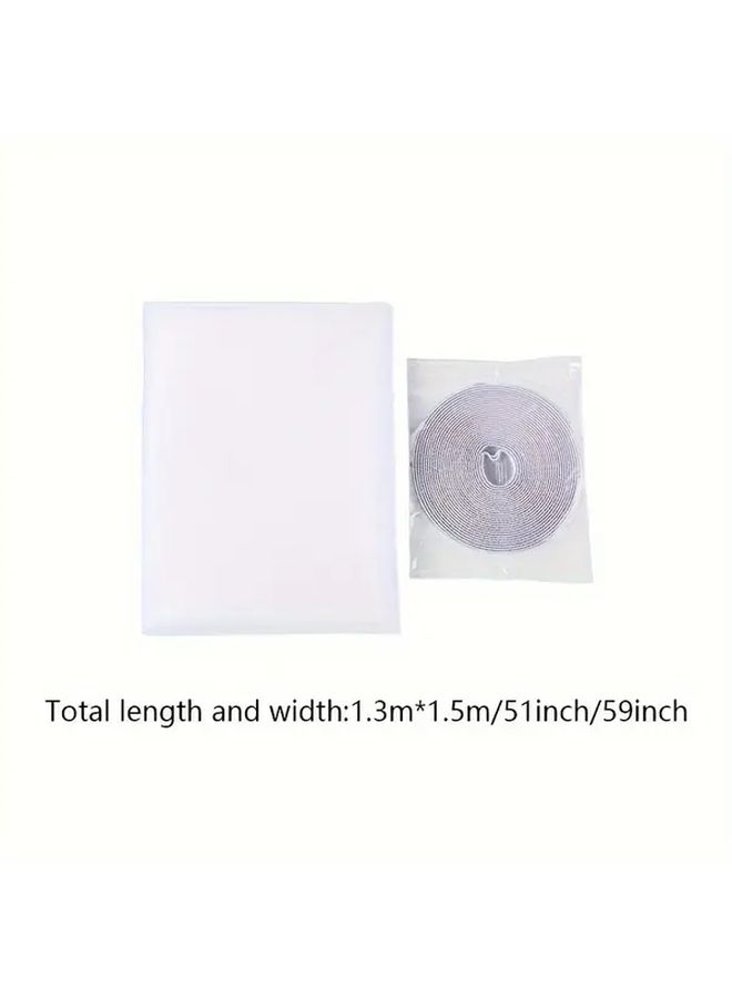 White Self Adhesive Mosquito Net Kit with Hook and Loop Fastener for Window Insect Protection - Image 4