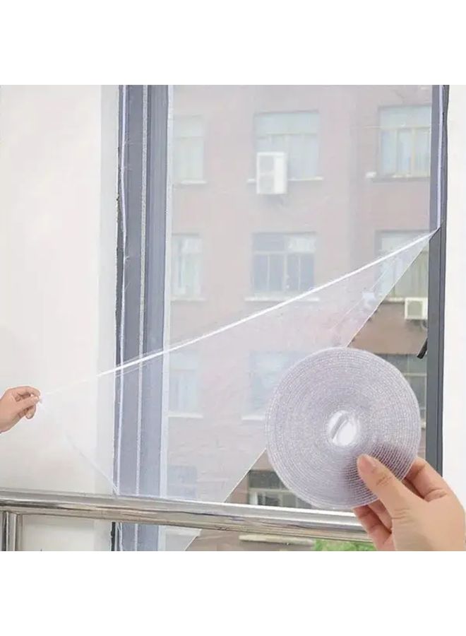 White Self Adhesive Mosquito Net Kit with Hook and Loop Fastener for Window Insect Protection - Image 3