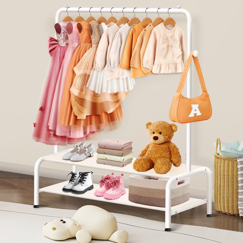 mirolam Kids Clothing Rack - Dress Up Clothes Rack - Baby Toddler Closet - Mini Freestanding Coat Racks with 2 Fabric Shelves - Small Kids Costume Wardrobe - Garment Rack for Hanging Clothes Organizer - Image 5