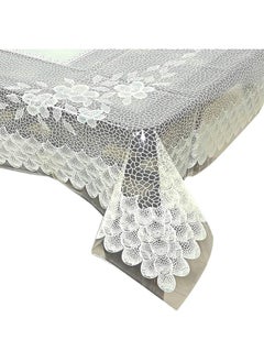 Kuber Industries Kuber Industries 60"x90" Floral Design PVC Waterproof & Antislip Center Table Cover for 6 Seater (White)  - Image 2
