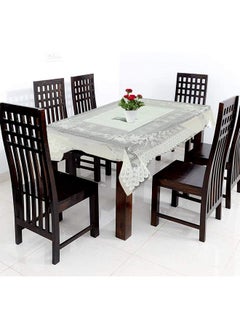 Kuber Industries Kuber Industries 60"x90" Floral Design PVC Waterproof & Antislip Center Table Cover for 6 Seater (White)  - Image 1