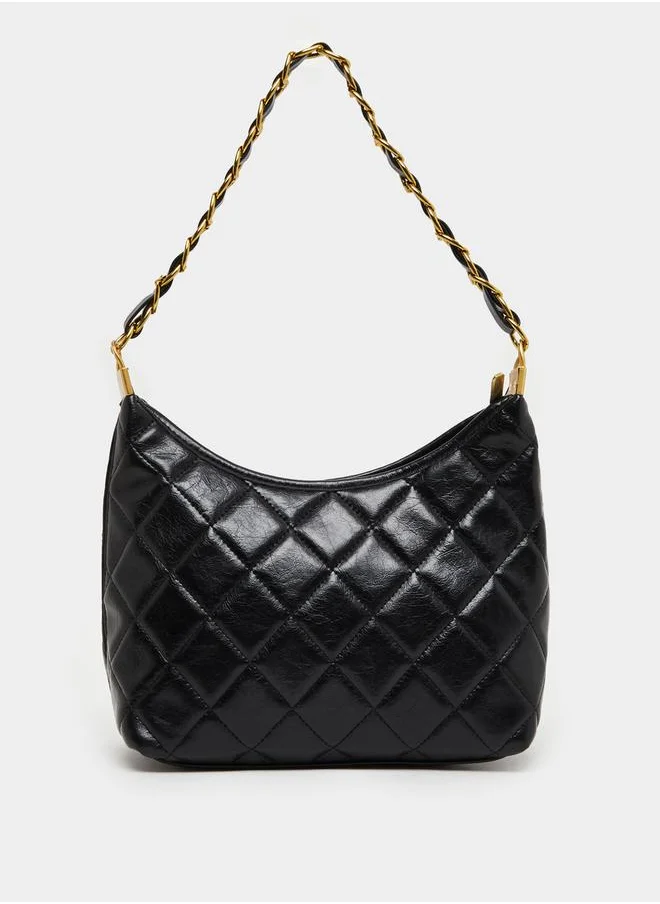 Styli Diamond Pattern Shoulder Bag with Chain Strap
