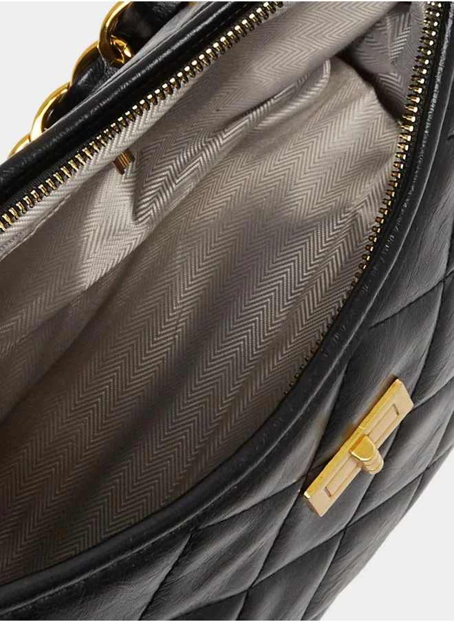 Styli Diamond Pattern Shoulder Bag with Chain Strap