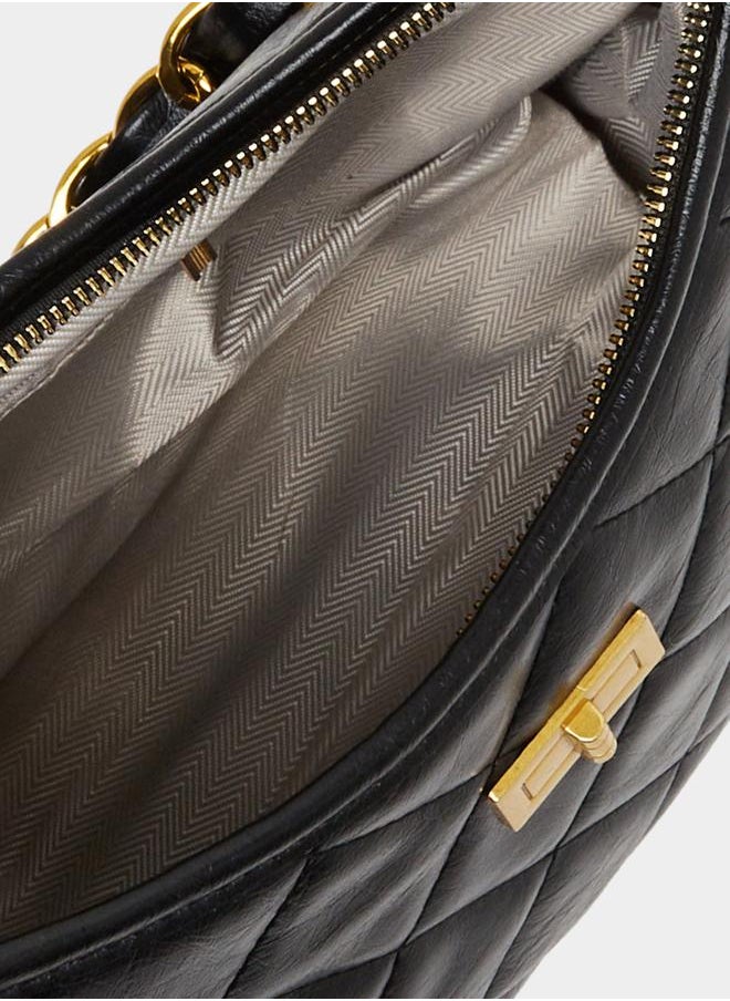Styli Diamond Pattern Shoulder Bag with Chain Strap  - Image 5