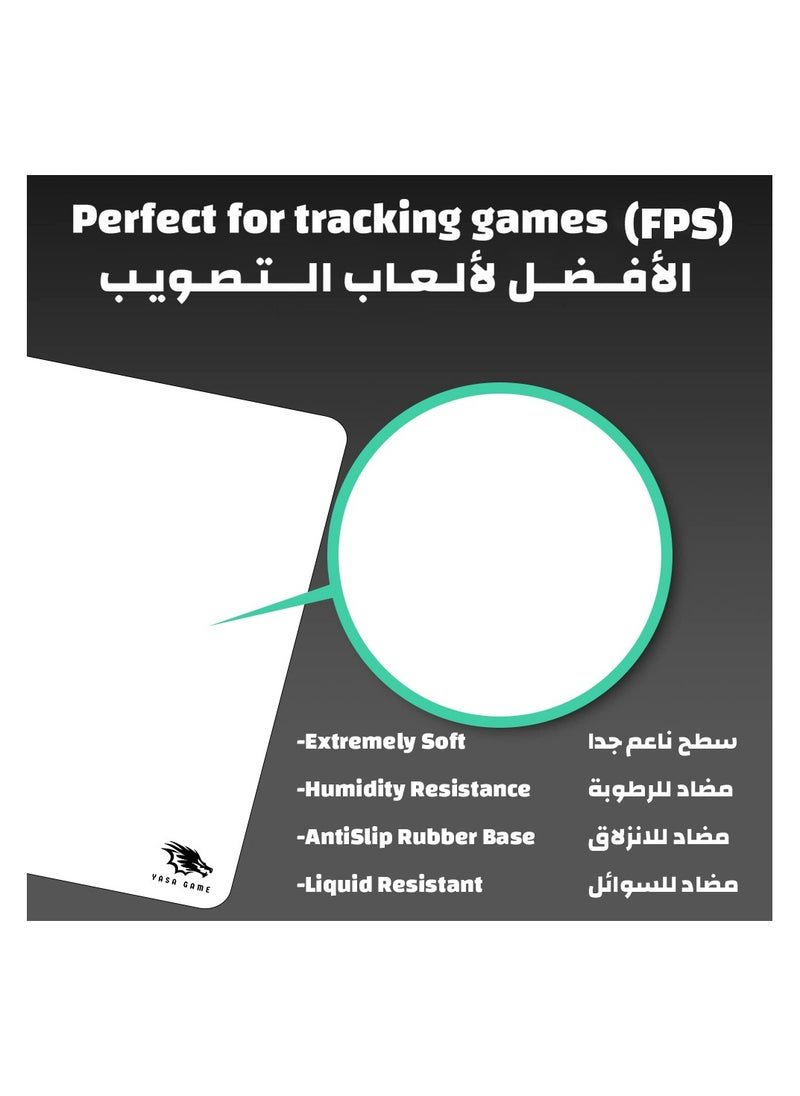 YASA GAME - Extended NonSlip Rubber Base Textured Weave Gaming Mouse Pad White XXL 90 / 40cm - Image 1