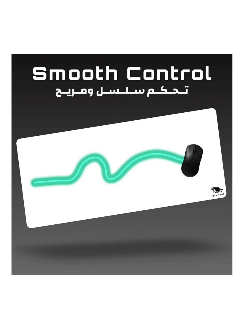 YASA GAME - Extended NonSlip Rubber Base Textured Weave Gaming Mouse Pad White XXL 90 / 40cm - Image 1