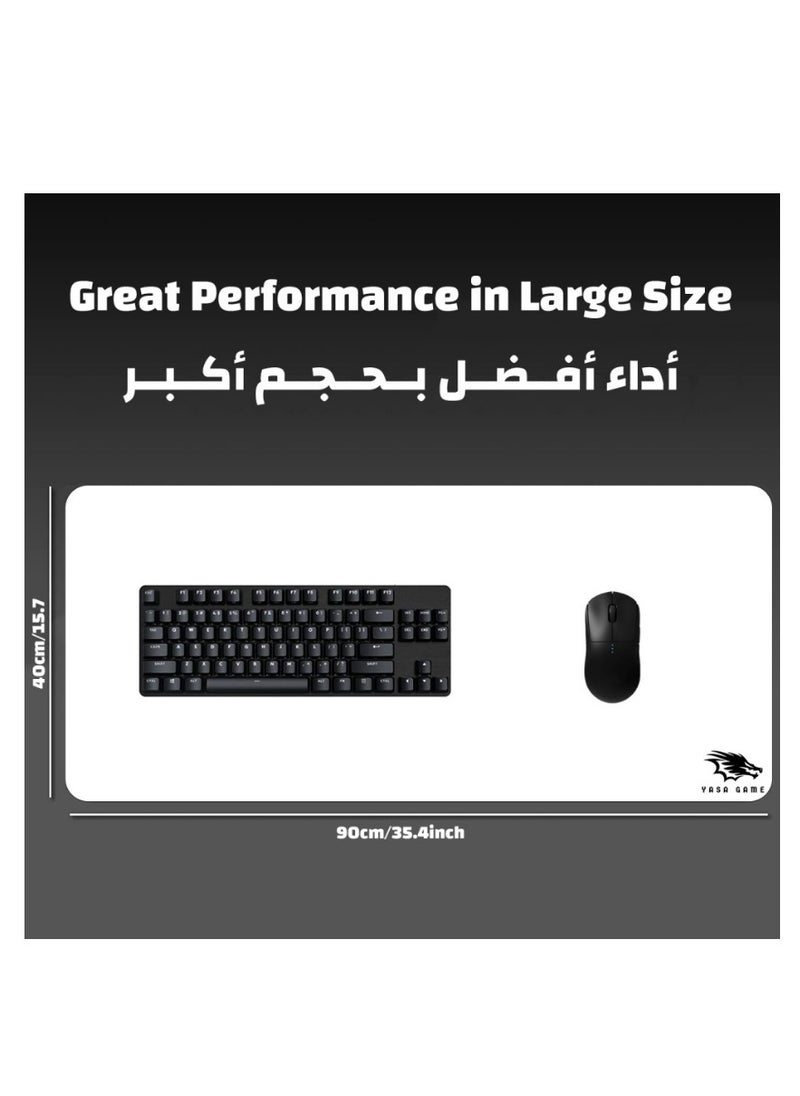 YASA GAME - Extended NonSlip Rubber Base Textured Weave Gaming Mouse Pad White XXL 90 / 40cm - Image 1