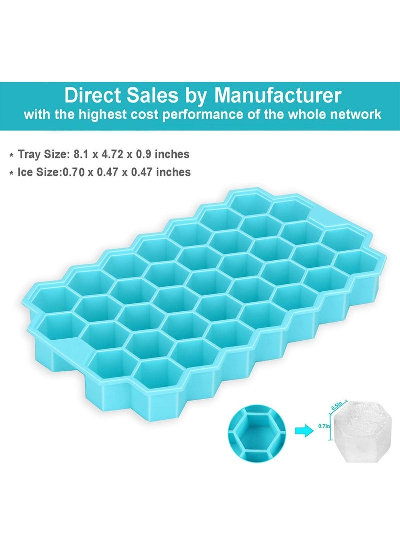 Ice Cube Trays for Freezer, 2 Pack Silicone Ice Trays with Lids, 37 Grid - Image 5
