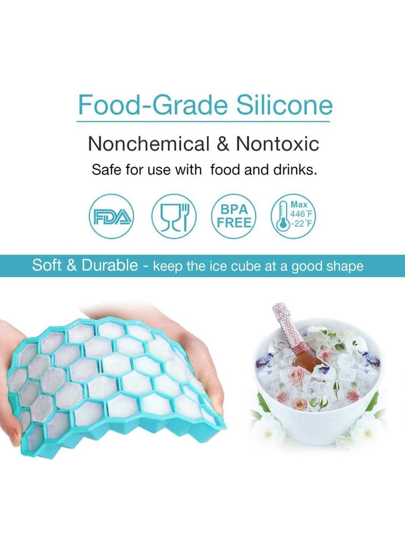 Ice Cube Trays for Freezer, 2 Pack Silicone Ice Trays with Lids, 37 Grid - Image 2