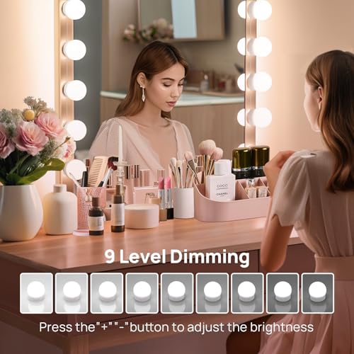 Consciot LED Vanity Lights For Mirror, Consciot Hollywood Style With 10 Dimmable Bulbs, Adjustable Color & Brightness, USB Cable, Stick on for Makeup Table Dressing Room Mirror - Image 4