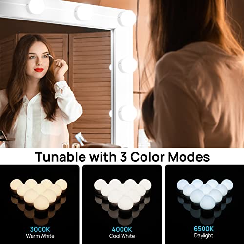 Consciot LED Vanity Lights For Mirror, Consciot Hollywood Style With 10 Dimmable Bulbs, Adjustable Color & Brightness, USB Cable, Stick on for Makeup Table Dressing Room Mirror - Image 3