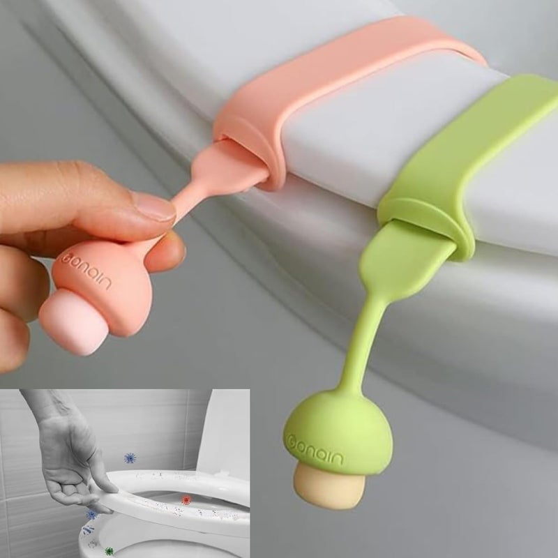 Prostuff.in ® Non-slip Self Stick Toilet Seat Silicone Riser Handle, Frosted Toilet Lid Lifter Adjustable Buckle Close stool Lift Handle Avoid Touching Toilet Cover Soft Handle for Bathroom 4 pcs - Image 1