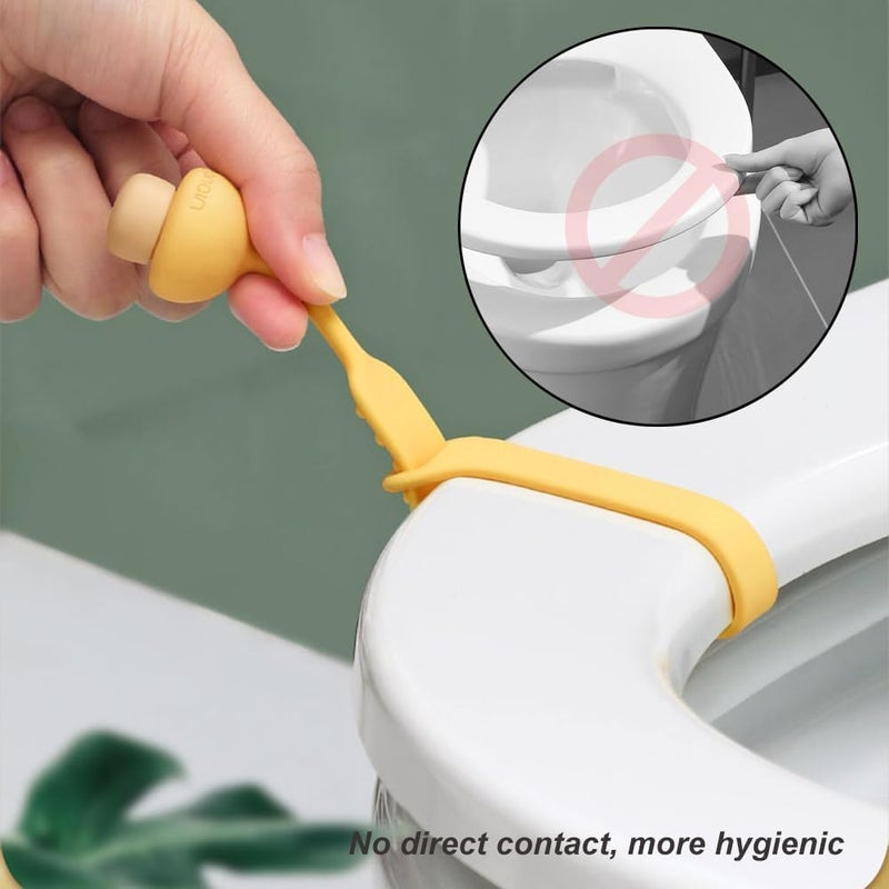 Prostuff.in ® Non-slip Self Stick Toilet Seat Silicone Riser Handle, Frosted Toilet Lid Lifter Adjustable Buckle Close stool Lift Handle Avoid Touching Toilet Cover Soft Handle for Bathroom 4 pcs - Image 4