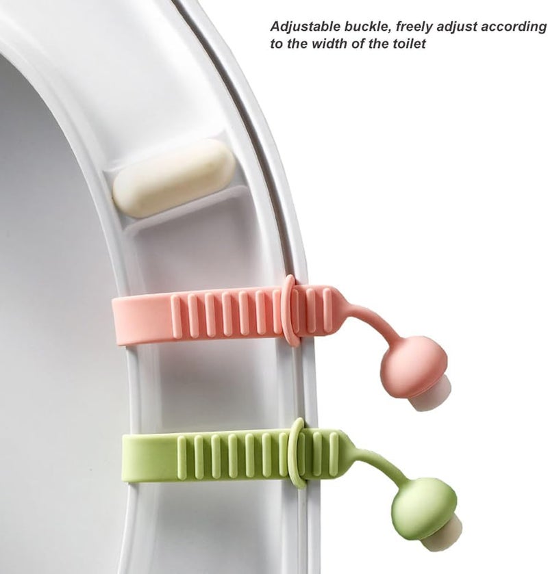 Prostuff.in ® Non-slip Self Stick Toilet Seat Silicone Riser Handle, Frosted Toilet Lid Lifter Adjustable Buckle Close stool Lift Handle Avoid Touching Toilet Cover Soft Handle for Bathroom 4 pcs - Image 2