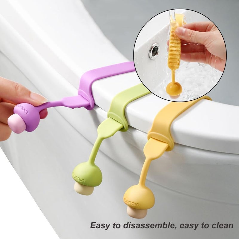 Prostuff.in ® Non-slip Self Stick Toilet Seat Silicone Riser Handle, Frosted Toilet Lid Lifter Adjustable Buckle Close stool Lift Handle Avoid Touching Toilet Cover Soft Handle for Bathroom 4 pcs - Image 3
