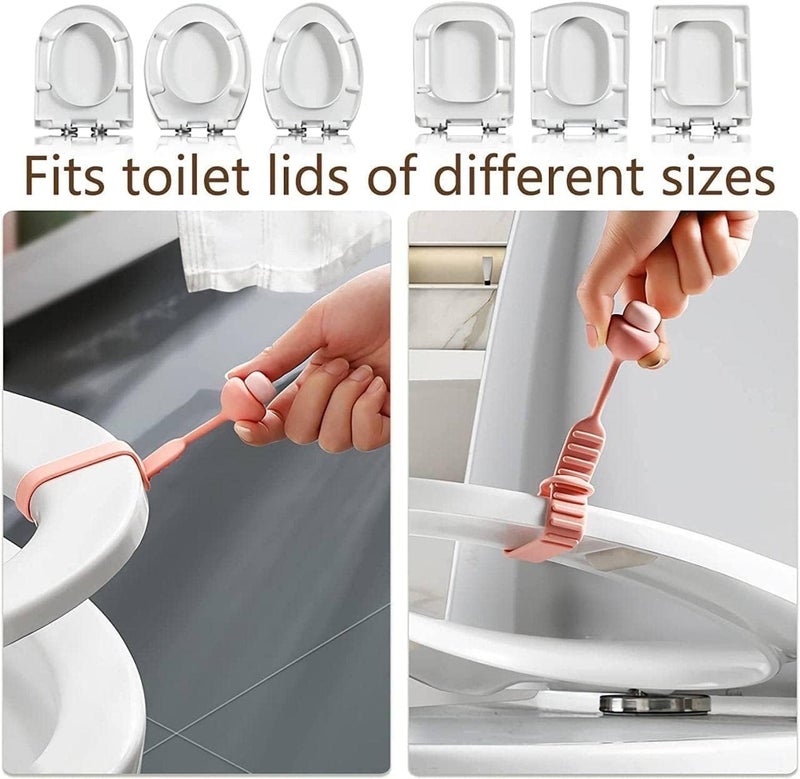 Prostuff.in ® Non-slip Self Stick Toilet Seat Silicone Riser Handle, Frosted Toilet Lid Lifter Adjustable Buckle Close stool Lift Handle Avoid Touching Toilet Cover Soft Handle for Bathroom 4 pcs - Image 5