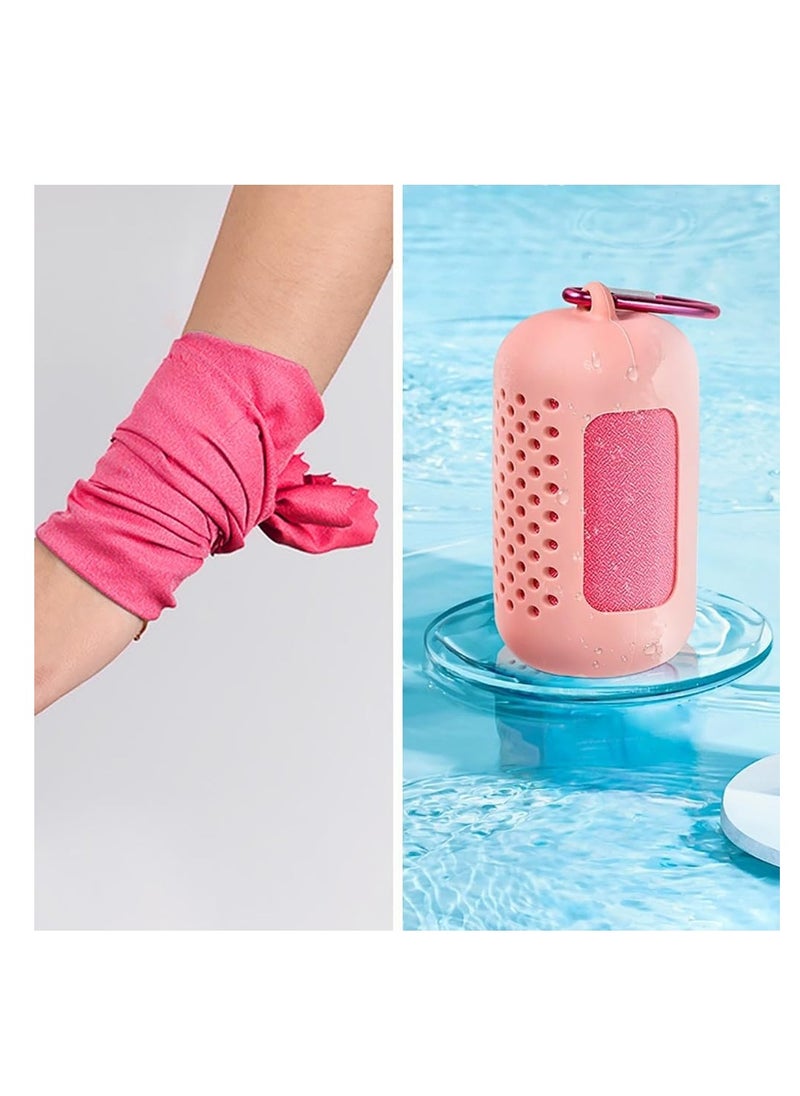 CityRiya-Long Ice Cooling Towel, Lightweight Microfiber Towel with Silicone Case for Sweat Absorption Quick Dry & Instant Cooling, Portable Sport Towel for Yoga Swimming Running Gym Beach Camping and Travel (Pink)  - Image 1
