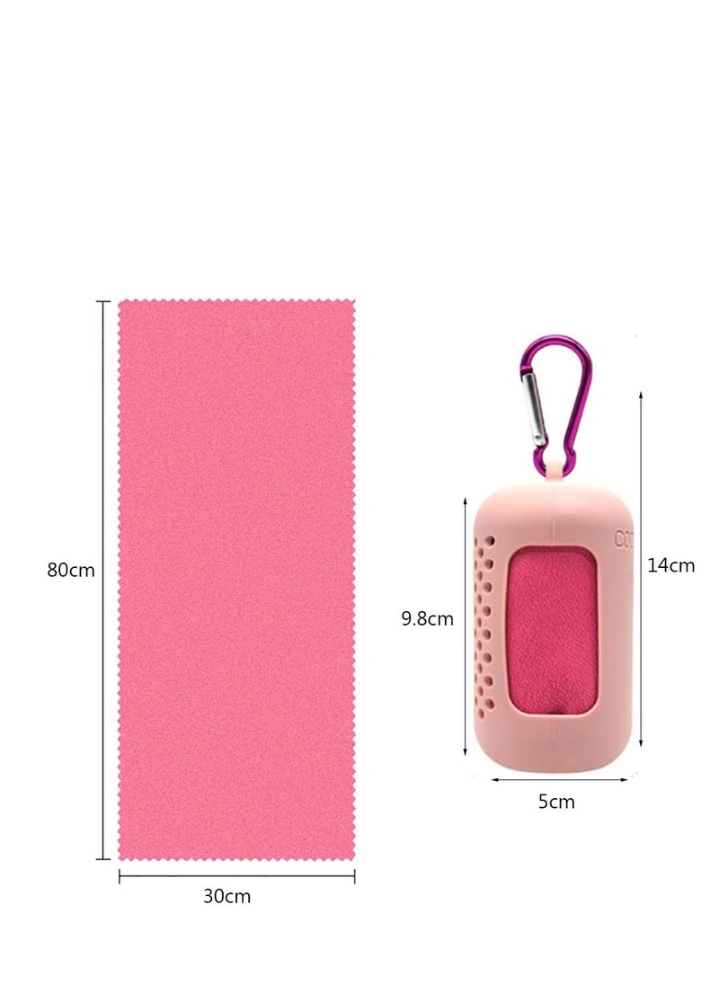 CityRiya-Long Ice Cooling Towel, Lightweight Microfiber Towel with Silicone Case for Sweat Absorption Quick Dry & Instant Cooling, Portable Sport Towel for Yoga Swimming Running Gym Beach Camping and Travel (Pink)  - Image 2