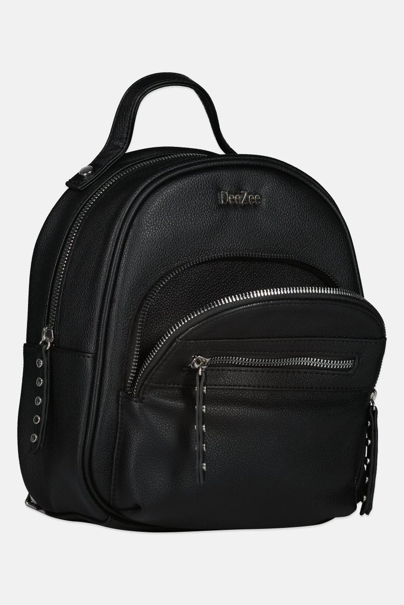 Deezee Women Brand Logo Mini Backpack, Black - Image 3