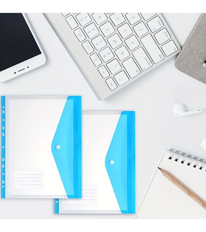 2 Pcs Plastic A4 Punched Document Sleeves for Office School Home Travel - Image 3