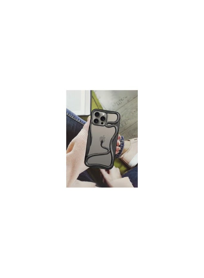 CATANES iPhone 15 Pro Max 3Packs Snake Case Cover Soft TPU and Glossy with Two 3D Shockproof Screen Protector - Black - Image 1