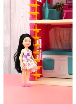 Apexma Lola's Portable 3-Storey Dream House with Dolls - Three-Storey Doll House with Accessories  - Image 5