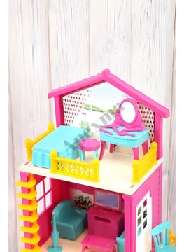 Apexma Lola's Portable 3-Storey Dream House with Dolls - Three-Storey Doll House with Accessories  - Image 2