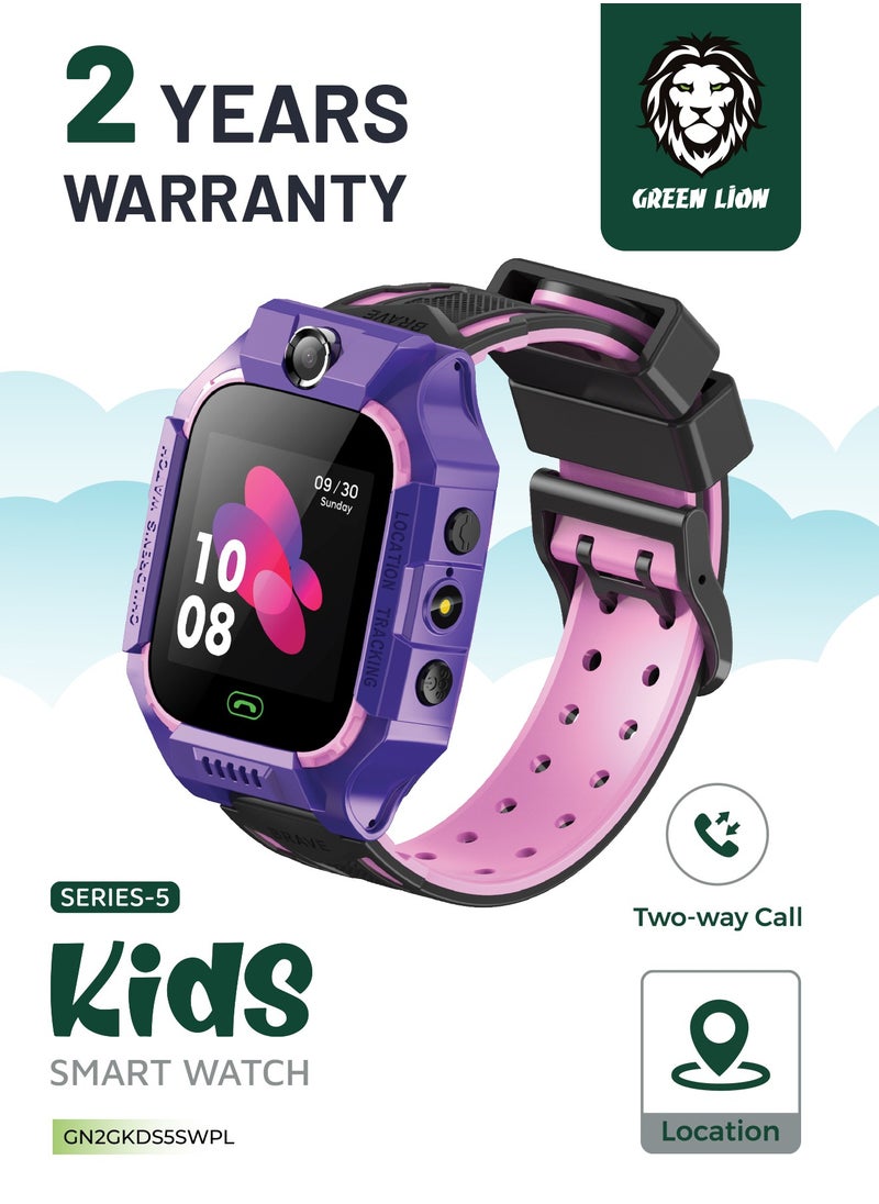 GREEN LION - Smart Watch for Kids Series 5 with GPS and Sim Card Slot and Two-Way Call and SOS Alarm and Location - Purple - Image 1