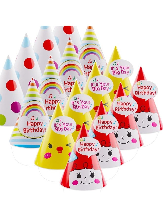 40 Pieces Rainbow Birthday Party Hats, Birthday Party Supplies and Decorations, Cone Hats Art Craft Caps Birthday Party Hats for Kids Adults - Image 1