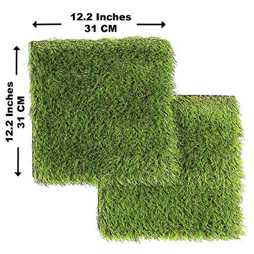 LULIND - Artificial Grass Square Tiles, 12.2 x 12.2 Inch (2 Pack) - Image 2