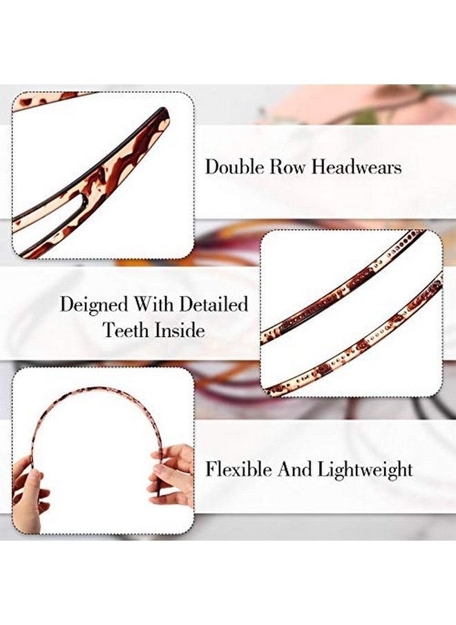 Chuangdi 6 Pieces Plastic Headband Plastic Hair Band Teeth Comb Headbands Double Row Headband Plastic Hair Band Nonslip Hair Hoop Accessory For Women Girls Hair Decorations 5 Colors  - Image 5