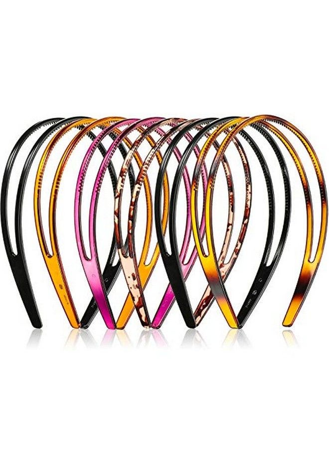 Chuangdi 6 Pieces Plastic Headband Plastic Hair Band Teeth Comb Headbands Double Row Headband Plastic Hair Band Nonslip Hair Hoop Accessory For Women Girls Hair Decorations 5 Colors  - Image 3