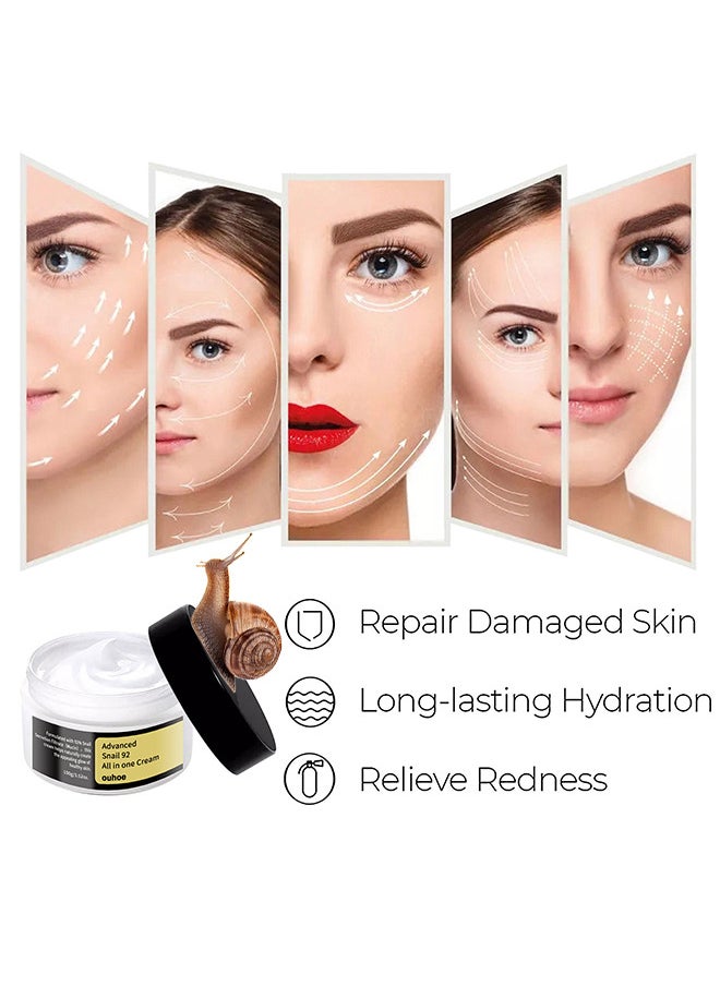 Advanced Snail 92 All In One Cream, Snail Cream Collagen Cream Moisturizing, Anti Age Firming Face Cream, 100G