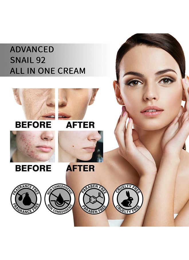 Advanced Snail 92 All In One Cream, Snail Cream Collagen Cream Moisturizing, Anti Age Firming Face Cream, 100G