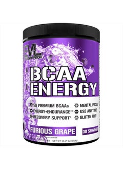 Evlution EVL BCAAs Amino Acids Powder - BCAA Energy Pre Workout Powder for Muscle Recovery Lean Growth and Endurance - Rehydrating BCAA Powder Post Workout Recovery Drink with Natural Caffeine - Furious Grape  - Image 1