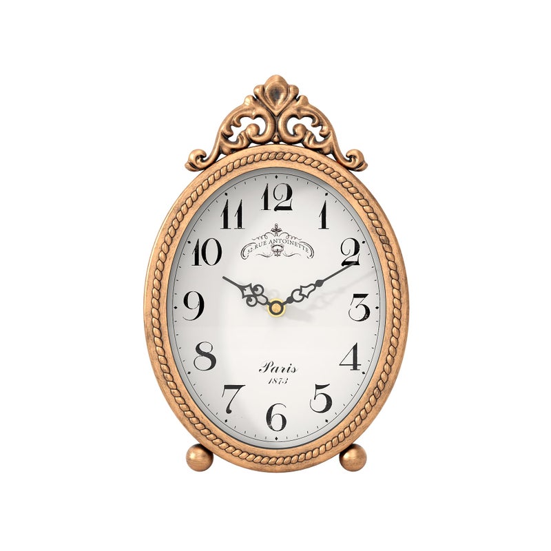 Abdurey Vintage Table Clock on Stand, Desk and Shelf Decorative Clock, French Rustic Style Antique Gold Mantel Clocks for Living Room,Farmhouse,Bedroom,Bedside,Gift Clocks - Image 1