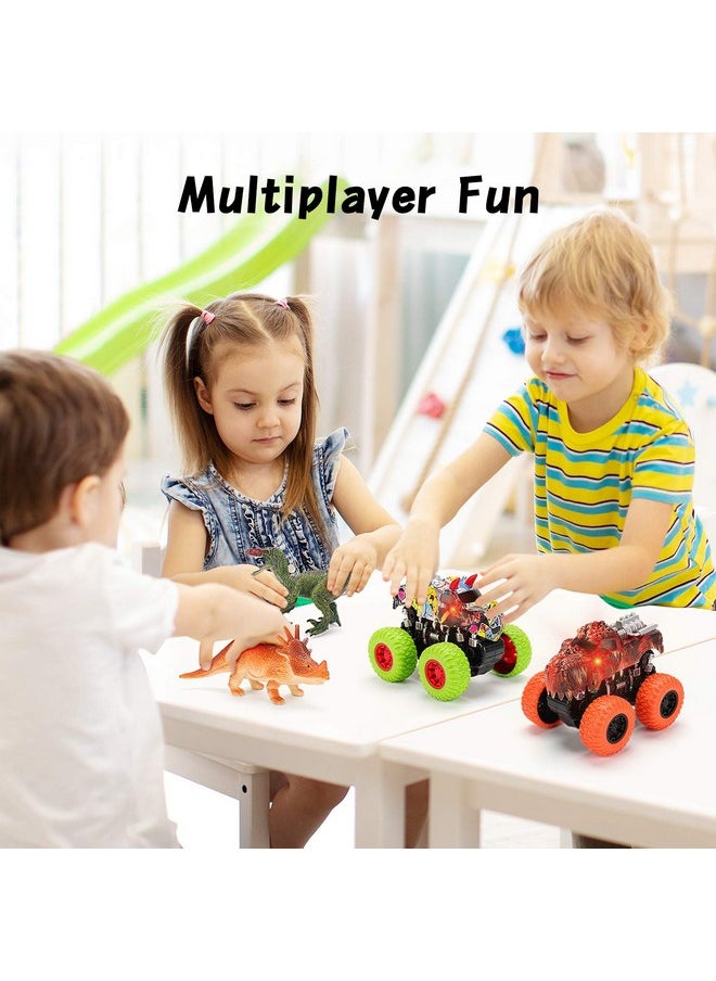 MOBIUS Toys MÖBIUS Monster Truck Toy Set - 2 Dinosaur Trucks + 2 Realistic Toy Dinosaurs - Red Lights & Roaring Sounds - Mobius Friction Powered Push & Go Playset Up to 100-Ft for Boys and Girls 3-8 Years Old  - Image 5