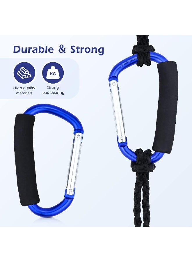 JIALEEY Grocery Bag Shopping Bag Holder Handle Carrier Tool Multi Purpose Snap Hook Stroller Hook Set Organizer Accessories with Soft Foam Grip for Hanging, Pack of 2, Blue - Image 3