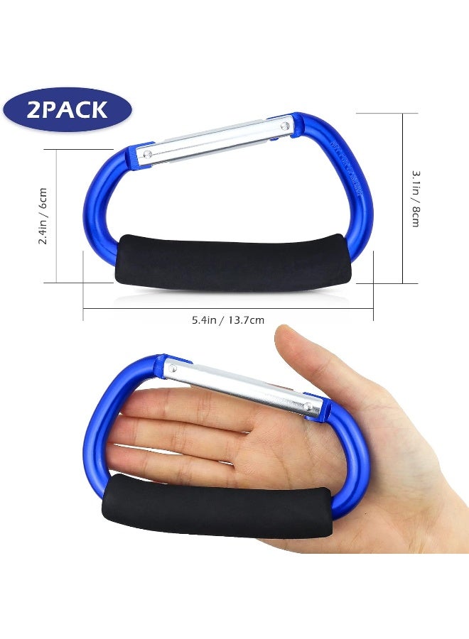 JIALEEY Grocery Bag Shopping Bag Holder Handle Carrier Tool Multi Purpose Snap Hook Stroller Hook Set Organizer Accessories with Soft Foam Grip for Hanging, Pack of 2, Blue - Image 2