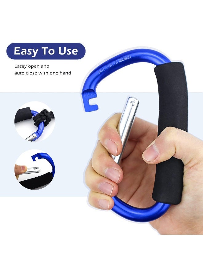 JIALEEY Grocery Bag Shopping Bag Holder Handle Carrier Tool Multi Purpose Snap Hook Stroller Hook Set Organizer Accessories with Soft Foam Grip for Hanging, Pack of 2, Blue - Image 5
