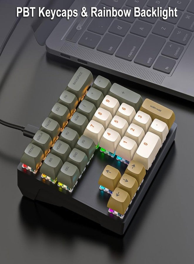 LINKEET Mechanical Numpad Rainbow Backlit Clicky Blue Switches Wired USB Number Pad 33-Key NKRO Numeric Keypad with XDA PBT Keycaps External Keyboard Num Pad for Laptop, Mac - Brown Grey - Image 5