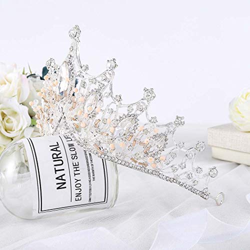 Gangel Baroque Costume Wedding Crowns Queen Tiaras Vintage Crowns Rhinestone Bride Wedding Crown Crystal Tiara Pricess Hair Accessories for Women and Girls (SILVER) - Image 5